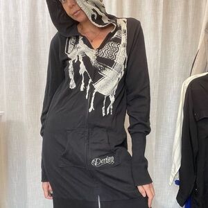 NWT Dereon open Back hoodie zip up dress size large